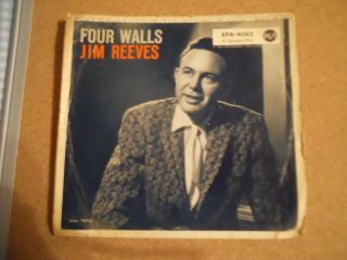Jim Reeves Four Walls 45 Rpm Extended Play Vintage Country (rare)