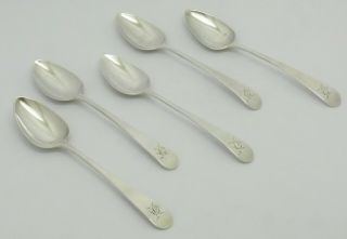 Rare Set 5 Collectable 18th Century George Iii Era Solid Silver Spoons Hm 1796