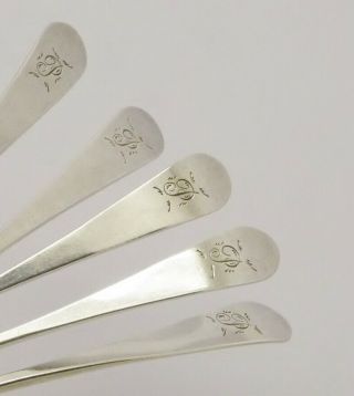 RARE SET 5 COLLECTABLE 18TH CENTURY GEORGE III ERA SOLID SILVER SPOONS HM 1796 3