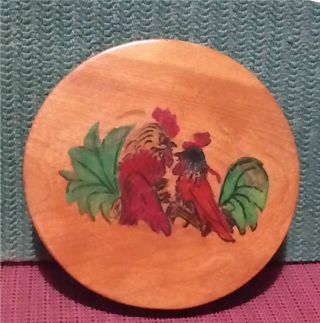 Vintage 2 Roosters Hamburger Press - Hand Painted - Rare 7 " Size -