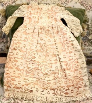 3 Vintage Satin Dress W/lace Overdress For Antique,  Vintage Or Early Doll