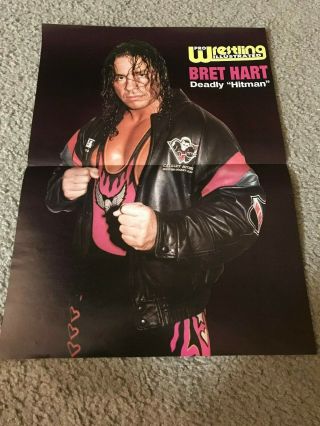 Vintage Bret Hart " Hitman " Centerfold Poster Pwi Wcw Wwf 1990s Rare