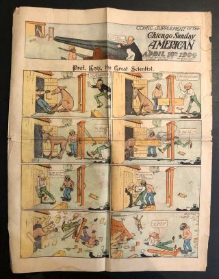 Antique April 10,  1904 Chicago Sunday American Newspaper Comic,  Foxy Grandpa