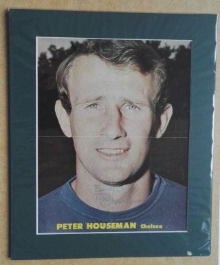 Peter Houseman Chelsea 1945 To 1977 Rare Autograph 12 X 10 Mounted Soccer