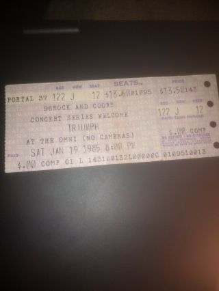 Rare Triumph 12/11/86 Atlanta Ga The Omni Concert Ticket Stub