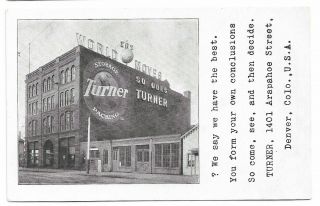 Early 1900s Antique Postcard Denver Colorado Turner Storage Advertisement