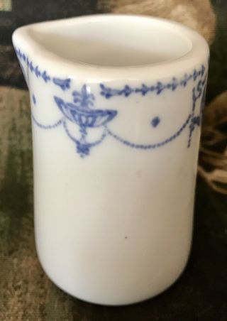 Antique Creamer / Syrup Pitcher White w/ Blue Ring • 3.  125” Tall • See Photos 3