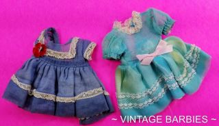 (2) Vogue Ginny Jill Revlon Doll Sized Dresses Vintage 1950 