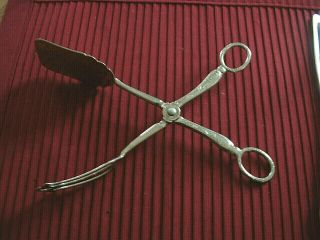 Vintage Silver Plated Serving Tongs Scissor Style E.  P.  Zinc Salad Server Italy