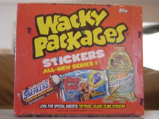 Wacky Packages All Series 1 Box 24pks Look For Tattoos Clings Rare