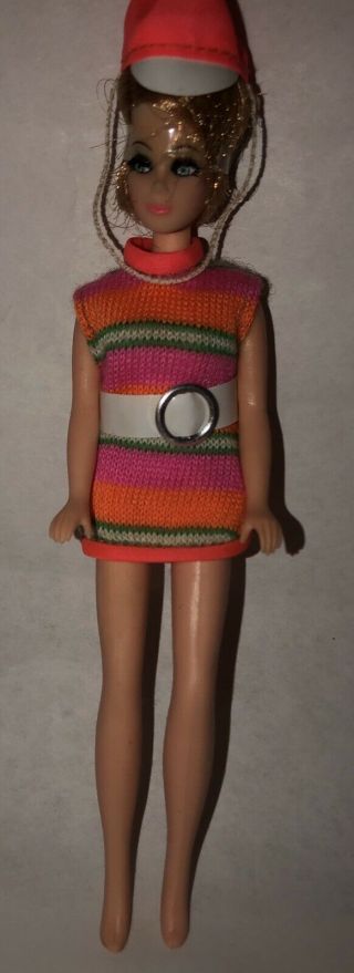 Vintage Topper Dancing Jessica Doll In Orange Striped Mini With Hat