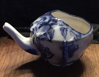 Antique Flow Blue & White Porcelain Invalid Feeder 2
