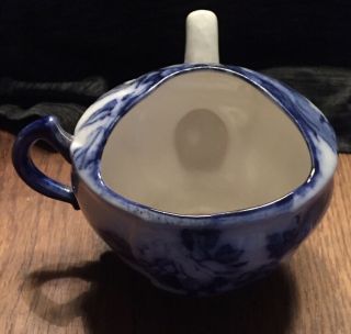 Antique Flow Blue & White Porcelain Invalid Feeder 3