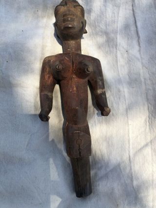 African Fertility Statue Ceremonial Wood Antique Hand Carved Female Art
