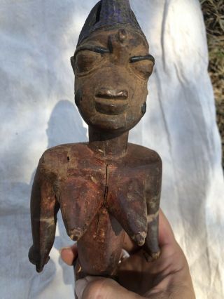 african fertility statue Ceremonial Wood Antique Hand Carved Female Art 2