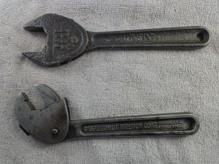 2 Old Antique Or Vintage Adjustable Speed 8 In.  Speednut Wrench Farm Tools