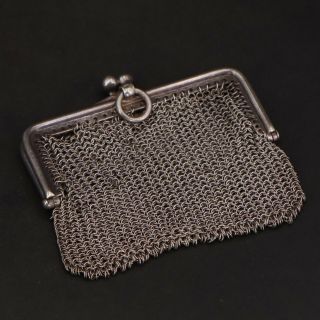 Vtg Sterling Silver - Antique Chainmaille Woven Mesh Coin Purse - 24g