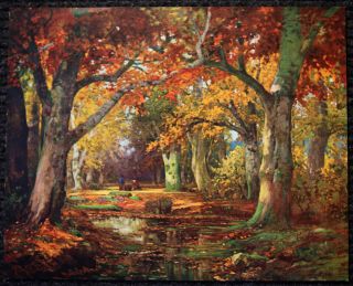 Large Vintage Litho " Fall Foliage " By M.  Renpyger