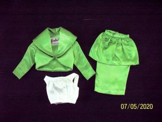 Vintage Barbie Doll Fashion Clothes 959 Theater Date Green Satin Suit Set