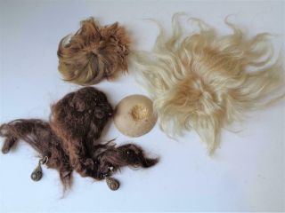 Antique Blonde Brown Human Hair Doll Wigs For German French Character Baby