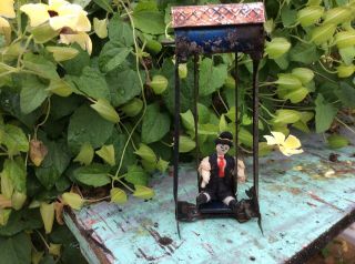 Antique Wind Up Swing With Doll