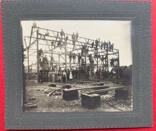 Antique Barn Raising Photograph Iowa? Late 19th Century?