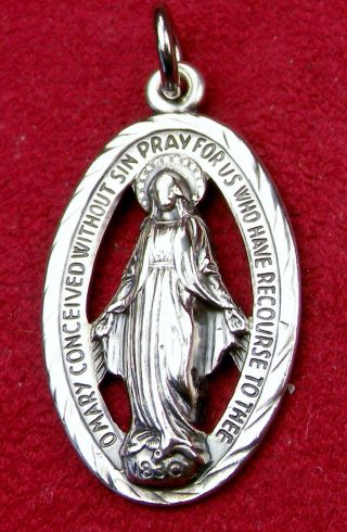Carmelite Nuns Rare Vintage Catherine Laboure Sterling Catholic Miraculous Medal