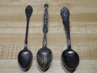3 Ornate Vintage Sterling Silver Demitasse Spoons
