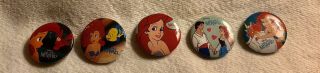 Set Of 5 Vintage Disney The Little Mermaid Princess Ariel Button Covers Rare