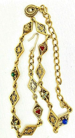 Vtg Goldette Choker Necklace Rhinestone Art Nouveau Victorian Style Antique Gold