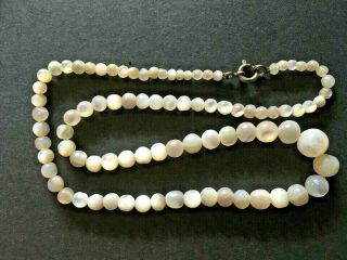 Antique Vintage Carved Mother Of Pearl Shell Bead Necklace Choker
