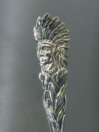 Figural Indian Chief Sterling Souvenir Spoon 1890 