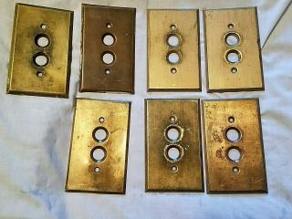 7 Vintage Single Push Button Brass Switch Plates Covers Light