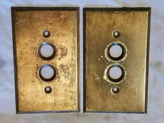 7 Vintage single Push Button Brass Switch Plates Covers Light 2