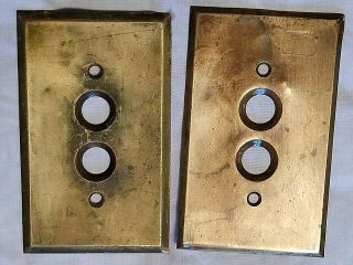 7 Vintage single Push Button Brass Switch Plates Covers Light 3