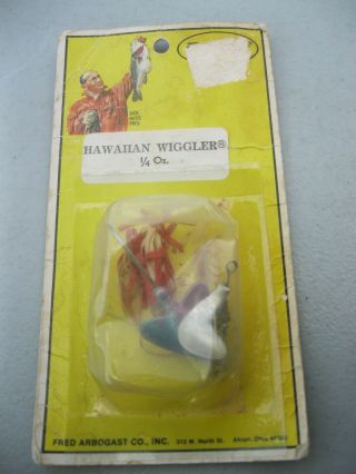 Fred Arbogast Hawaiian Wiggler In Htf Package 1/4 Oz.  Red / Gr 2 Fishing Lure
