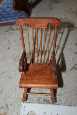 Vintage Artisan Made Wood Miniature Rocking Chair 6 " Tall 3 " Seat