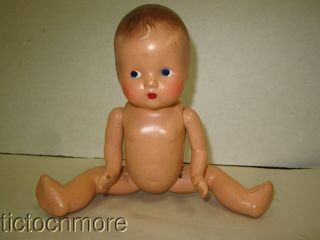 Vintage Composition Baby Boy Doll Painted Face Molded Hair Posable