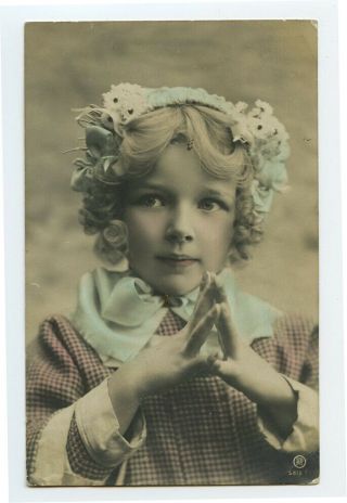 C 1910 Child Children Cute Little Girl Fashion Antique French Photo Postcard
