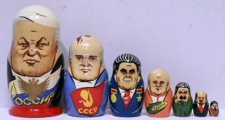 Soviet Ussr Presidents Russian Dolls Gorbachev Yeltsin Brezhnev Stalin Lenin - 221