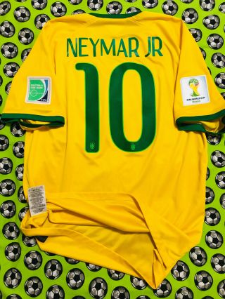 Rare Nike Brazil Brasil Home Soccer Football Jersey World Cup 2014 Neymar Jr
