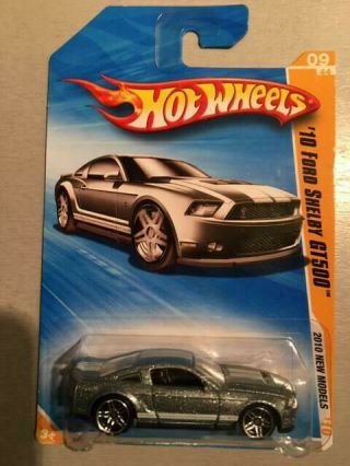 Rare Silver Hot Wheels 2010 Models 09/44 Ford Mustang Shelby Gt 500 F Ship
