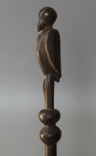Good Large East African Tribal Art Kenya Kamba Wooden Spoon With Bird Carving Nr