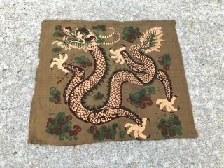 Lovely Antique Chinese Hand Painted On Silk 5 Claw Dragon