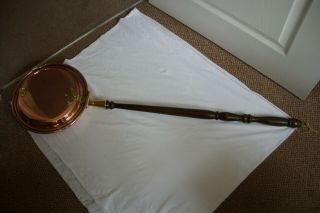 Large Antique / Vintage Copper & Brass Bed Pan Warmer.