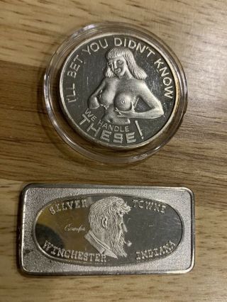 2x Rare Vintage Silver 1oz With Naked Ladies (2 Troy Ounces) Hidden Naked Girl