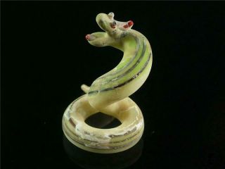 Old Chinese Peking Glass Carve Statue Netsuke One Of 12 Zodiac Animals Snake
