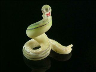 Old Chinese Peking Glass Carve Statue Netsuke one of 12 zodiac animals snake 2
