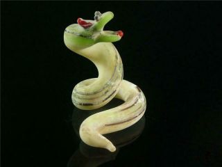 Old Chinese Peking Glass Carve Statue Netsuke one of 12 zodiac animals snake 3