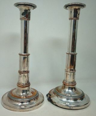 Pair Early 19th Century Sheffield Plate Telescopic Candlesticks R.  C.  & Co.